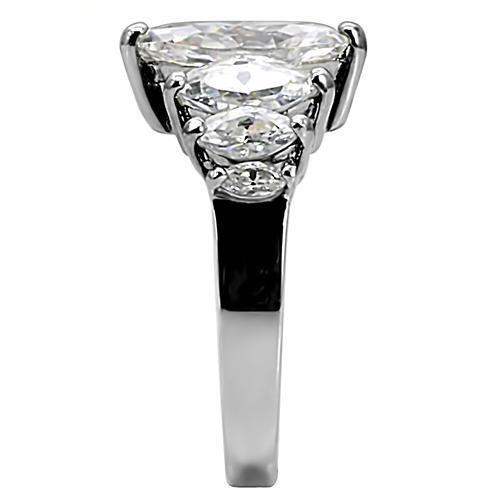 TK006 - High polished (no plating) Stainless Steel Ring with AAA Grade CZ in Clear - Alamode - Flyclothing LLC