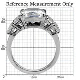 TK007 - High polished (no plating) Stainless Steel Ring with AAA Grade CZ in Clear - Alamode - Flyclothing LLC