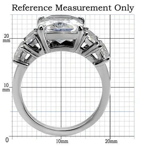 TK007 - High polished (no plating) Stainless Steel Ring with AAA Grade CZ in Clear - Alamode - Flyclothing LLC