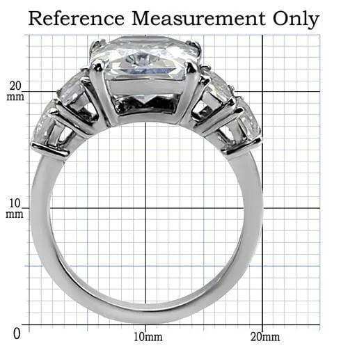 TK007 - High polished (no plating) Stainless Steel Ring with AAA Grade CZ in Clear - Alamode - Flyclothing LLC