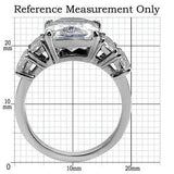 TK007 - High polished (no plating) Stainless Steel Ring with AAA Grade CZ  in Clear - Alamode