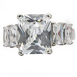 TK007 - High polished (no plating) Stainless Steel Ring with AAA Grade CZ in Clear - Alamode - Flyclothing LLC