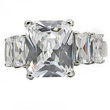 TK007 - High polished (no plating) Stainless Steel Ring with AAA Grade CZ  in Clear - Alamode