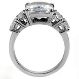 TK007 - High polished (no plating) Stainless Steel Ring with AAA Grade CZ in Clear - Alamode - Flyclothing LLC