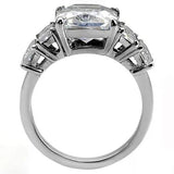 TK007 - High polished (no plating) Stainless Steel Ring with AAA Grade CZ  in Clear - Alamode