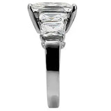 TK007 - High polished (no plating) Stainless Steel Ring with AAA Grade CZ in Clear - Alamode - Flyclothing LLC