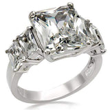 TK007 - High polished (no plating) Stainless Steel Ring with AAA Grade CZ in Clear - Alamode - Flyclothing LLC