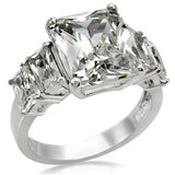 TK007 - High polished (no plating) Stainless Steel Ring with AAA Grade CZ  in Clear - Alamode
