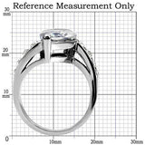 TK008 - High polished (no plating) Stainless Steel Ring with AAA Grade CZ  in Clear - Alamode