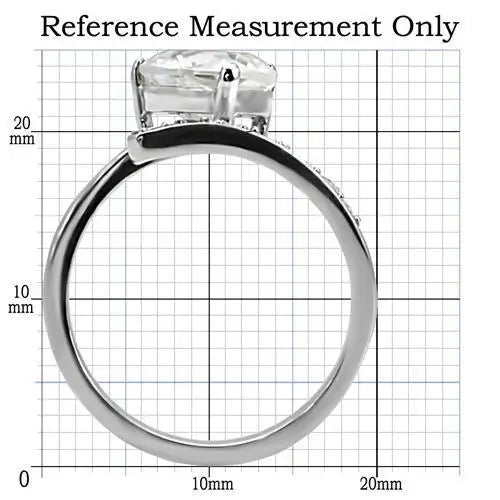 TK009 - High-Polished Stainless Steel Ring with AAA Grade CZ in Clear - Alamode - Flyclothing LLC