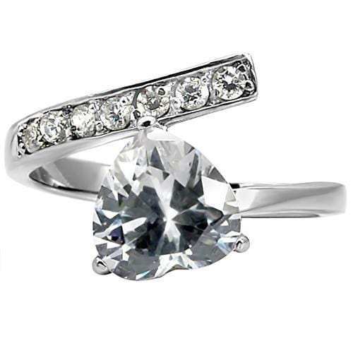 TK009 - High-Polished Stainless Steel Ring with AAA Grade CZ in Clear - Alamode - Flyclothing LLC