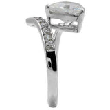 TK009 - High-Polished Stainless Steel Ring with AAA Grade CZ in Clear - Alamode - Flyclothing LLC