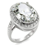 TK010 - High polished (no plating) Stainless Steel Ring with AAA Grade CZ in Clear - Alamode - Flyclothing LLC