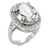 TK010 - High polished (no plating) Stainless Steel Ring with AAA Grade CZ  in Clear - Alamode