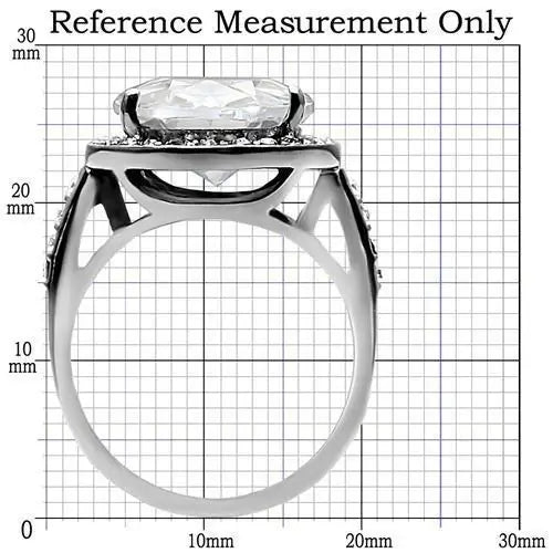TK010 - High polished (no plating) Stainless Steel Ring with AAA Grade CZ in Clear - Alamode - Flyclothing LLC