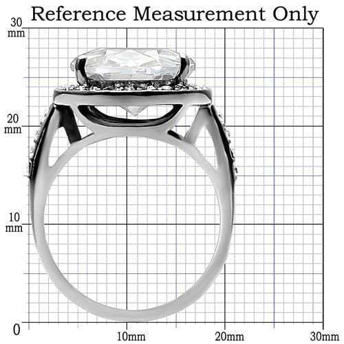 TK010 - High polished (no plating) Stainless Steel Ring with AAA Grade CZ in Clear - Alamode - Flyclothing LLC