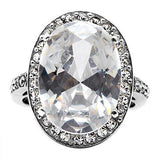 TK010 - High polished (no plating) Stainless Steel Ring with AAA Grade CZ in Clear - Alamode - Flyclothing LLC