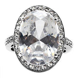 TK010 - High polished (no plating) Stainless Steel Ring with AAA Grade CZ  in Clear - Alamode