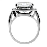 TK010 - High polished (no plating) Stainless Steel Ring with AAA Grade CZ in Clear - Alamode - Flyclothing LLC