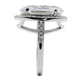 TK010 - High polished (no plating) Stainless Steel Ring with AAA Grade CZ in Clear - Alamode - Flyclothing LLC