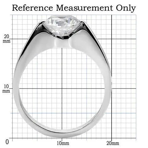 TK012 - High polished (no plating) Stainless Steel Ring with AAA Grade CZ in Clear - Alamode - Flyclothing LLC