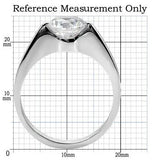 TK012 - High polished (no plating) Stainless Steel Ring with AAA Grade CZ in Clear - Alamode - Flyclothing LLC