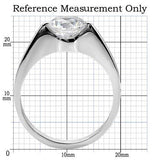 TK012 - High polished (no plating) Stainless Steel Ring with AAA Grade CZ  in Clear - Alamode