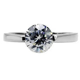 TK012 - High polished (no plating) Stainless Steel Ring with AAA Grade CZ in Clear - Alamode - Flyclothing LLC