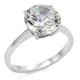 TK013 - High polished (no plating) Stainless Steel Ring with AAA Grade CZ  in Clear - Alamode
