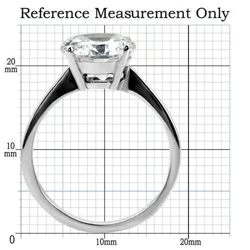 TK013 - High polished (no plating) Stainless Steel Ring with AAA Grade CZ in Clear - Alamode - Flyclothing LLC