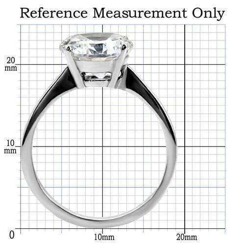 TK013 - High polished (no plating) Stainless Steel Ring with AAA Grade CZ in Clear - Alamode - Flyclothing LLC