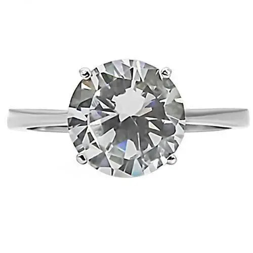 TK013 - High polished (no plating) Stainless Steel Ring with AAA Grade CZ in Clear - Alamode - Flyclothing LLC