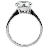 TK013 - High polished (no plating) Stainless Steel Ring with AAA Grade CZ in Clear - Alamode - Flyclothing LLC