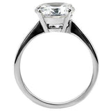 TK013 - High polished (no plating) Stainless Steel Ring with AAA Grade CZ  in Clear - Alamode