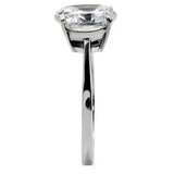 TK013 - High polished (no plating) Stainless Steel Ring with AAA Grade CZ in Clear - Alamode - Flyclothing LLC