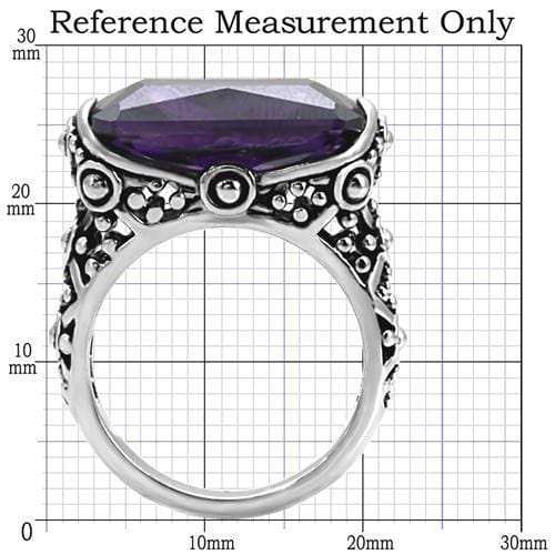 TK015 - High polished (no plating) Stainless Steel Ring with AAA Grade CZ in Amethyst - Alamode - Flyclothing LLC