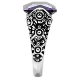 TK015 - High polished (no plating) Stainless Steel Ring with AAA Grade CZ in Amethyst - Alamode - Flyclothing LLC