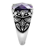TK016 - High polished (no plating) Stainless Steel Ring with AAA Grade CZ in Amethyst - Alamode - Flyclothing LLC