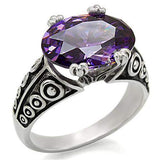 TK017 - High polished (no plating) Stainless Steel Ring with AAA Grade CZ in Amethyst - Alamode - Flyclothing LLC