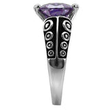 TK017 - High polished (no plating) Stainless Steel Ring with AAA Grade CZ in Amethyst - Alamode - Flyclothing LLC