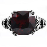 TK018 - High polished (no plating) Stainless Steel Ring with AAA Grade CZ in Garnet - Alamode - Flyclothing LLC