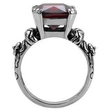 TK018 - High polished (no plating) Stainless Steel Ring with AAA Grade CZ in Garnet - Alamode - Flyclothing LLC