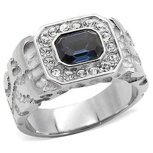 TK02210 - High polished (no plating) Stainless Steel Ring with Top Grade Crystal  in Montana - Alamode