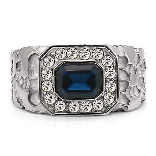 TK02210 - High polished (no plating) Stainless Steel Ring with Top Grade Crystal in Montana - Alamode - Flyclothing LLC