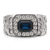 TK02210 - High polished (no plating) Stainless Steel Ring with Top Grade Crystal in Montana - Alamode - Flyclothing LLC