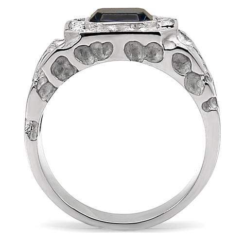 TK02210 - High polished (no plating) Stainless Steel Ring with Top Grade Crystal in Montana - Alamode - Flyclothing LLC