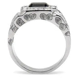 TK02210 - High polished (no plating) Stainless Steel Ring with Top Grade Crystal  in Montana - Alamode