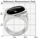 TK02214 - High polished (no plating) Stainless Steel Ring with Semi-Precious Agate in Jet - Alamode - Flyclothing LLC