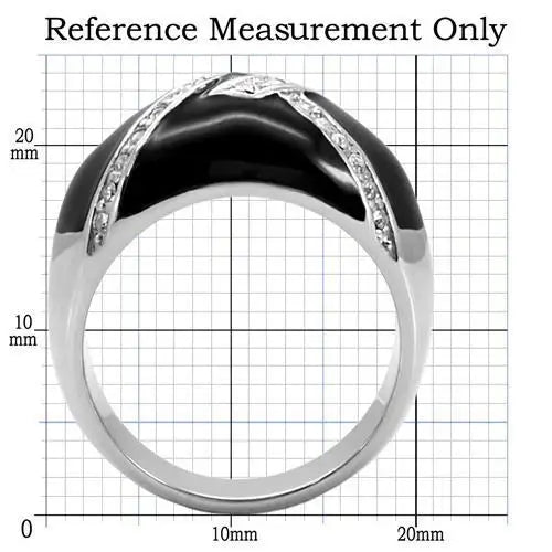 TK022 - High polished (no plating) Stainless Steel Ring with Top Grade Crystal in Clear - Alamode - Flyclothing LLC