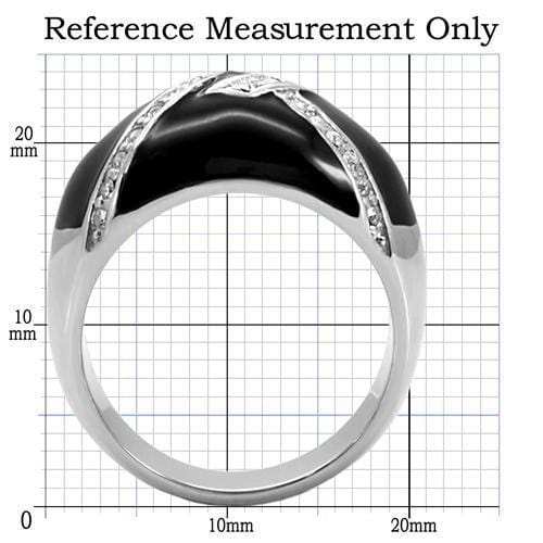 TK022 - High polished (no plating) Stainless Steel Ring with Top Grade Crystal in Clear - Alamode - Flyclothing LLC